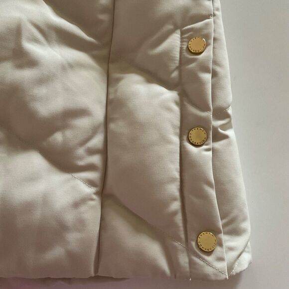 French Connection Hooded Puffer Quilted Jacket Coat Sz M Ecru Water Repellent - Picture 9 of 15